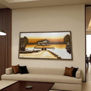 Quadro pintura em alto relevo - Cabana na ilha