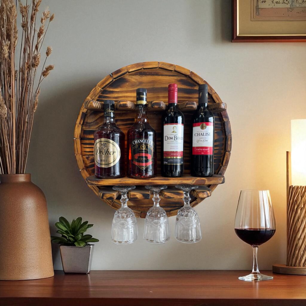 Adega para 3 taças e 4 garrafas