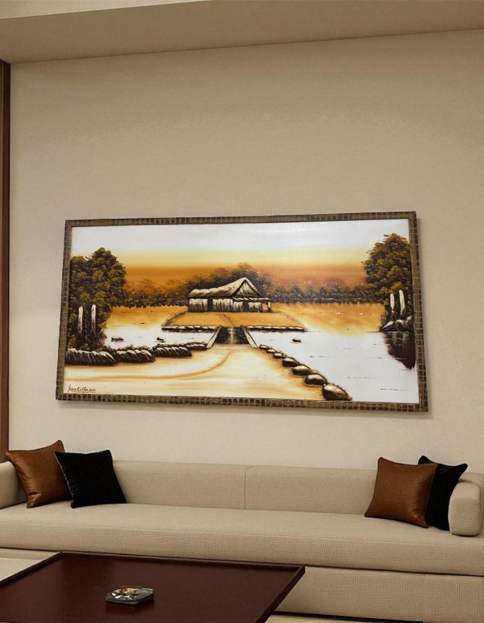Quadro pintura em alto relevo – Cabana na ilha